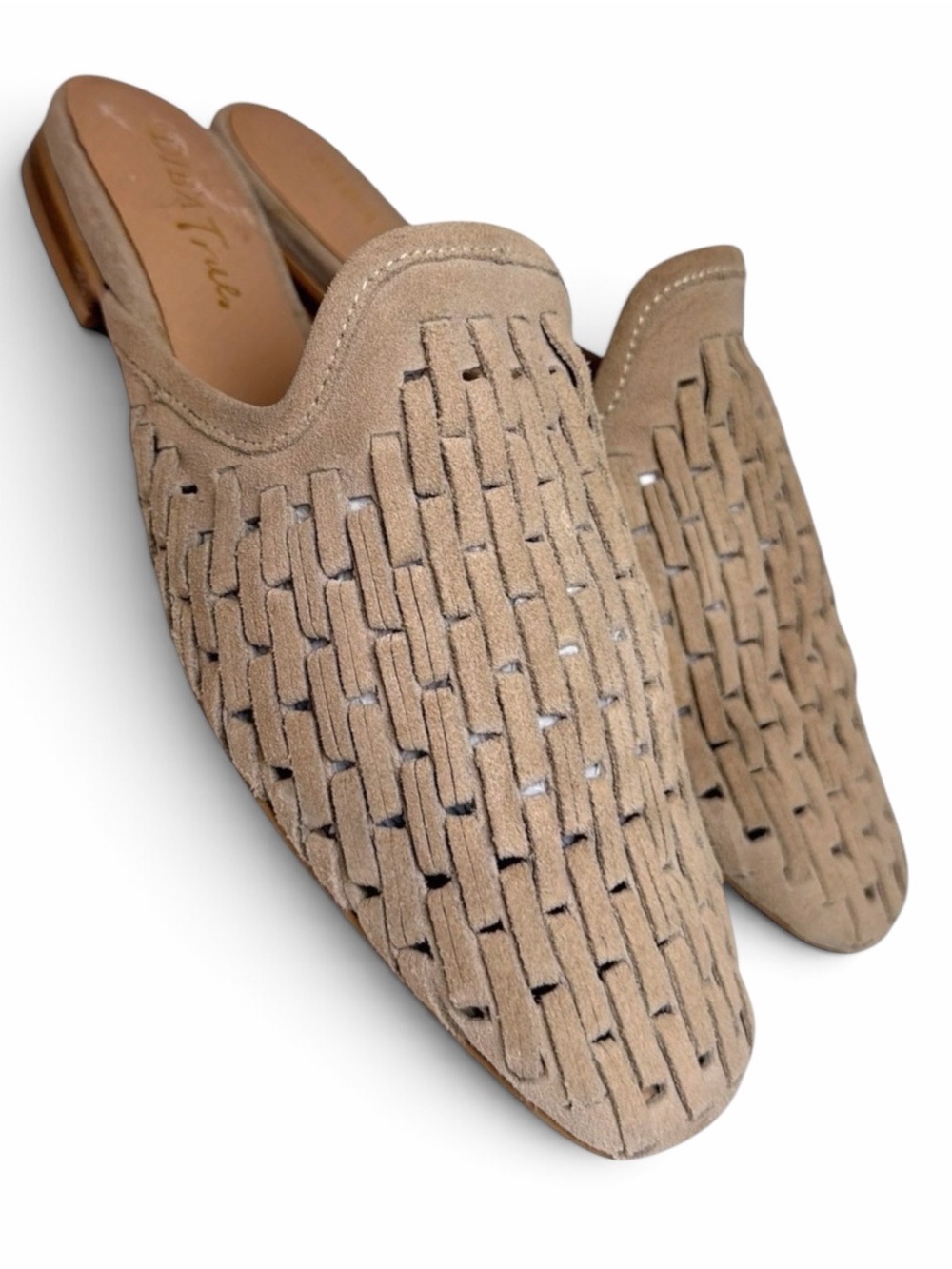 Diba True Jam Sesh Woven Leather Mule Loafers Taupe Womens 8.5